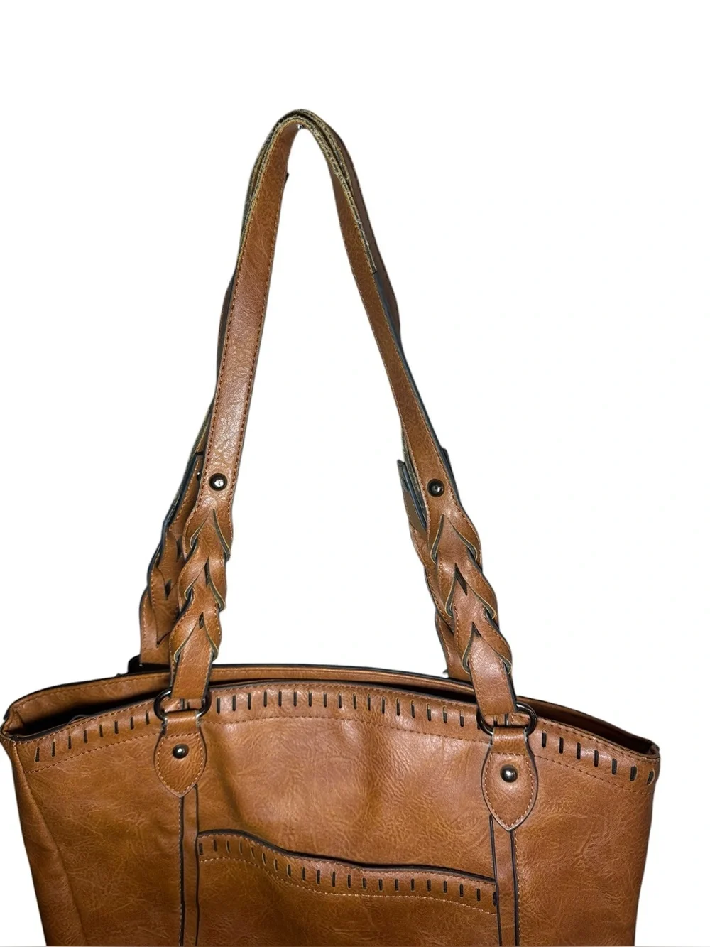 Sam & Hadley brown vegan leather hobo tote bag